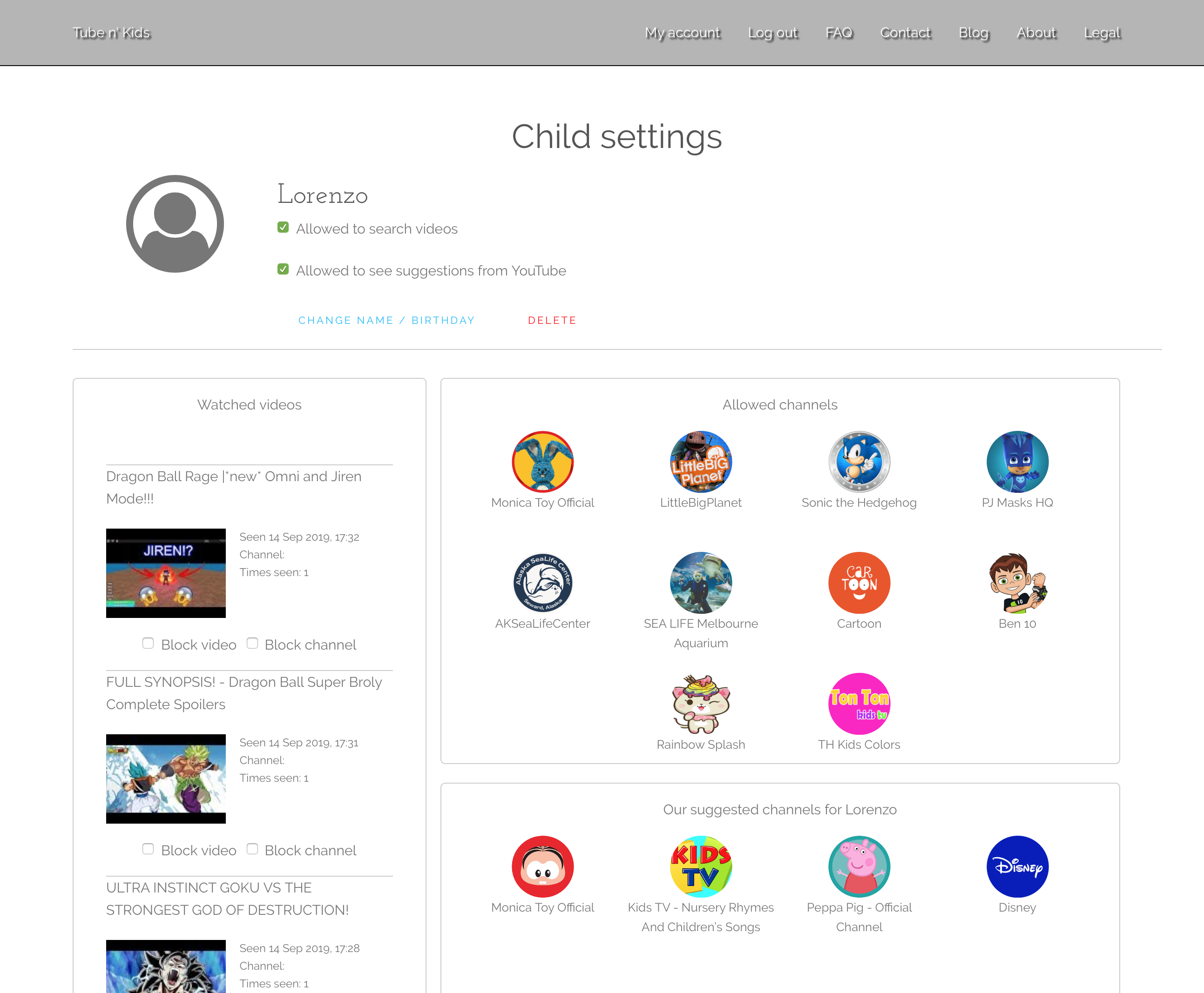 Web parent area